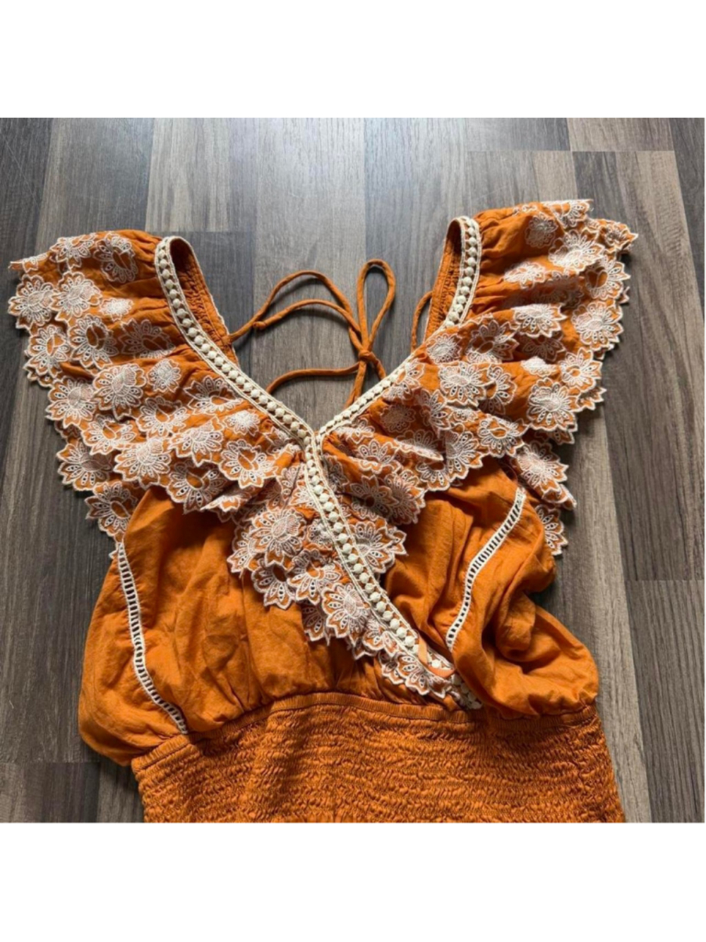 Romantic boho embroidered lace crop top by Anthropologie